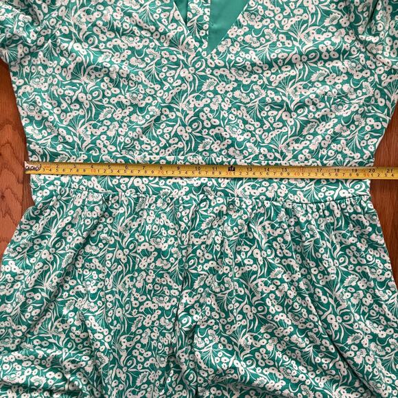 Boden Womens Back Cutout Cottagecore Dress 20L Green White Floral Melon Sleeves - Picture 9 of 10